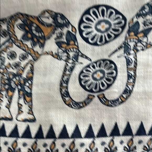 J. Jill Blue Elephant Parade Trim Pockets Linen Tunic SZ M/L - Picture 10 of 10
